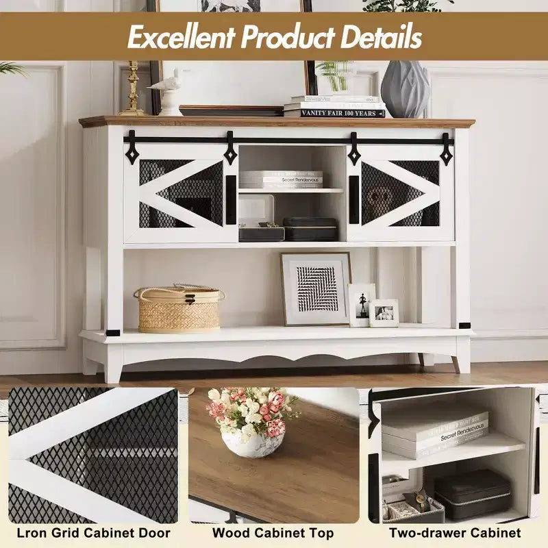 43.3 Narrow Console Table C White 2-Tier Entryway Table (for Living Room/Hallway)