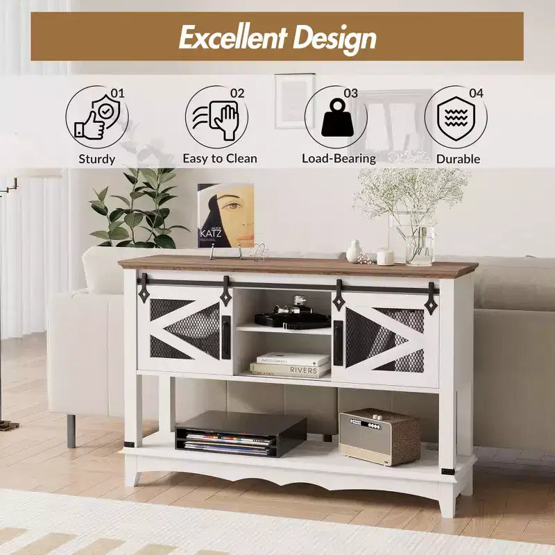 43.3 Narrow Console Table C White 2-Tier Entryway Table (for Living Room/Hallway)