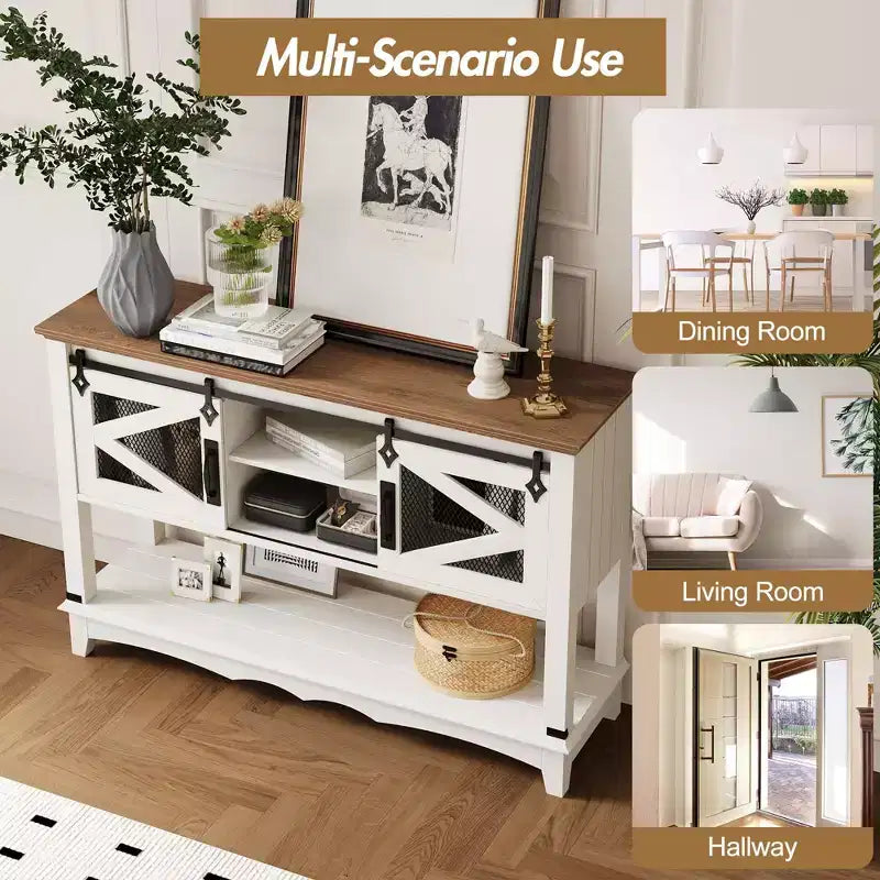 43.3 Narrow Console Table C White 2-Tier Entryway Table (for Living Room/Hallway)