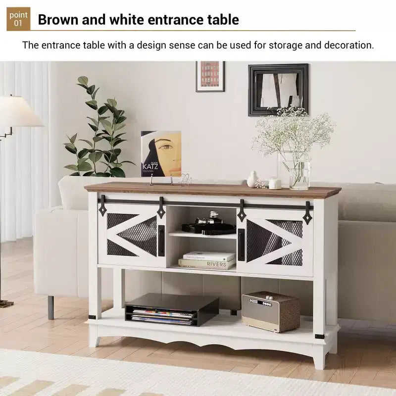 43.3 Narrow Console Table C White 2-Tier Entryway Table (for Living Room/Hallway)