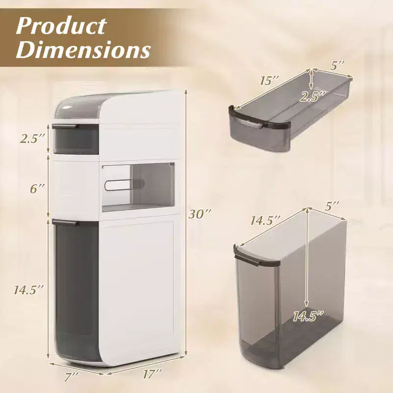 Costway 4-Tier Narrow Bathroom Storage Cabinet with Drawers Tissue Box Wheels for Kitchen