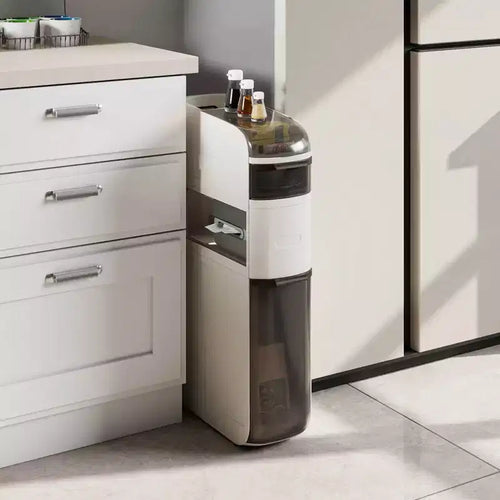 Costway 4-Tier Narrow Bathroom Storage Cabinet with Drawers Tissue Box Wheels for Kitchen