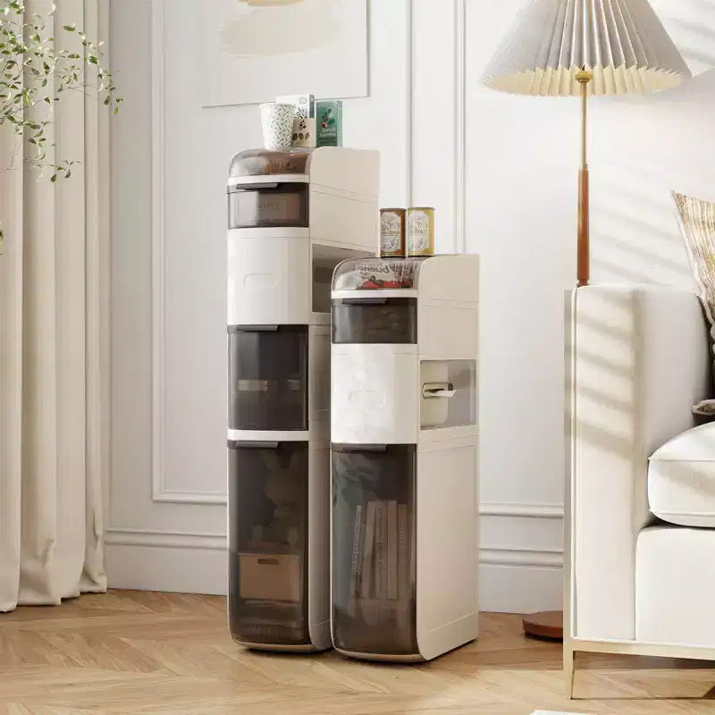 Costway 4-Tier Narrow Bathroom Storage Cabinet with Drawers Tissue Box Wheels for Kitchen