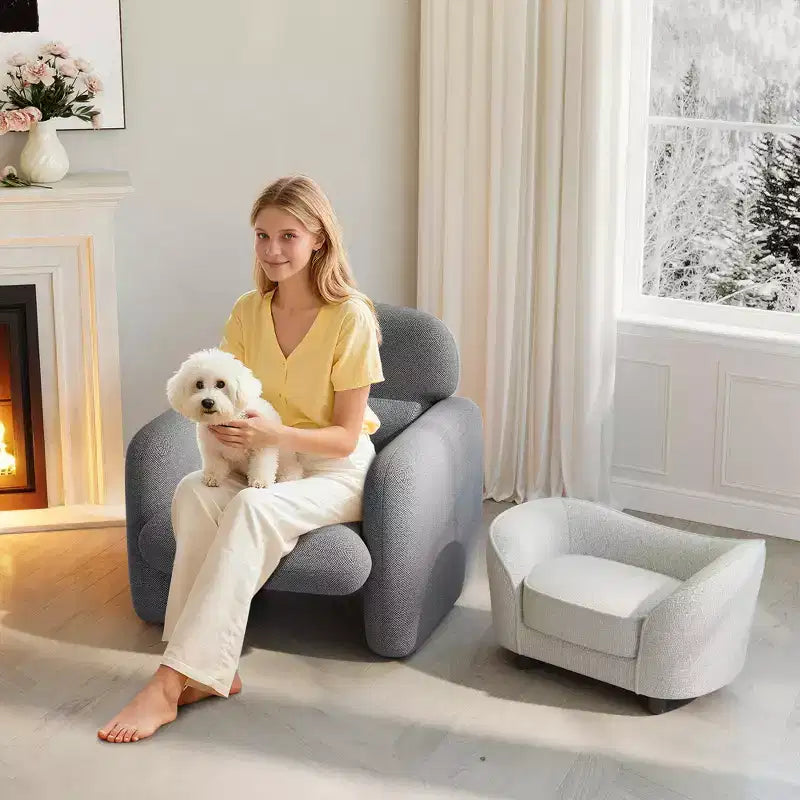 Pet Sofa Bed, Chenille Sofa with Washable Cushions, Suitable for Cats and Dogs