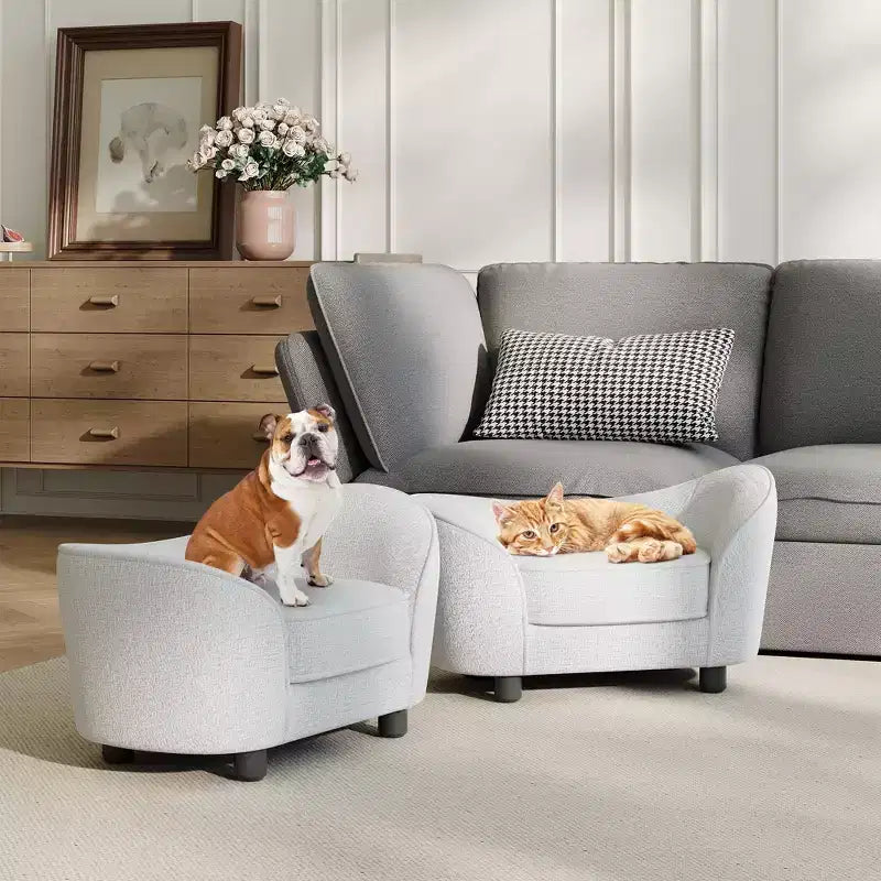 Pet Sofa Bed, Chenille Sofa with Washable Cushions, Suitable for Cats and Dogs