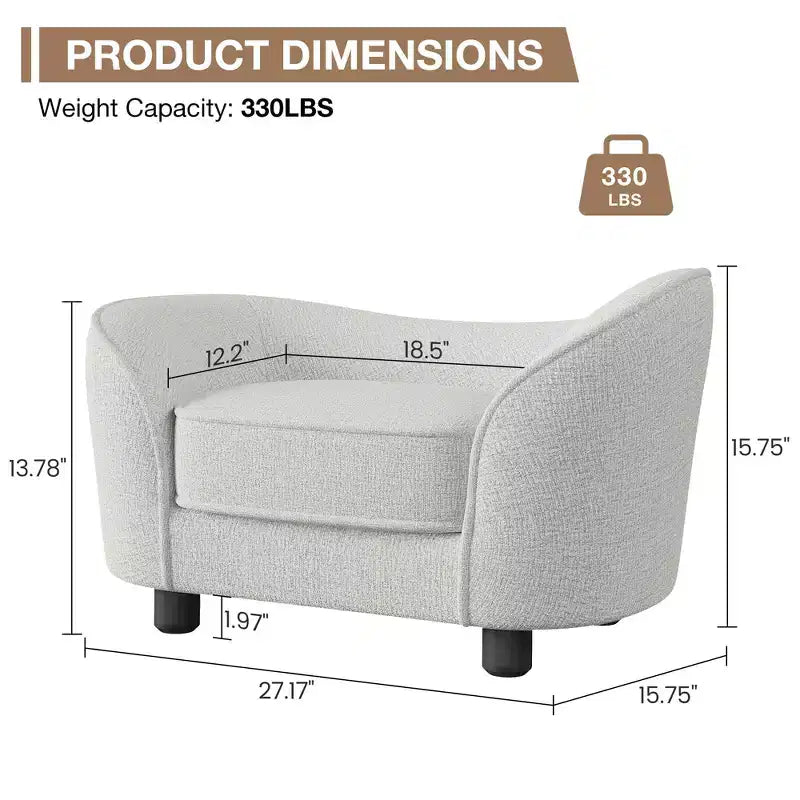 Pet Sofa Bed, Chenille Sofa with Washable Cushions, Suitable for Cats and Dogs