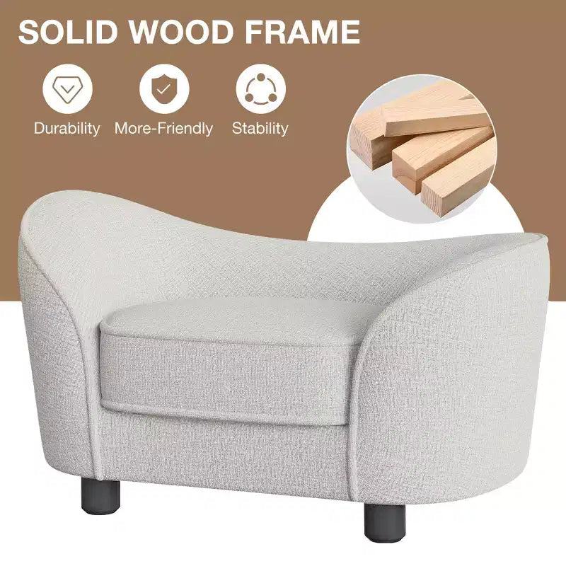 Pet Sofa Bed, Chenille Sofa with Washable Cushions, Suitable for Cats and Dogs