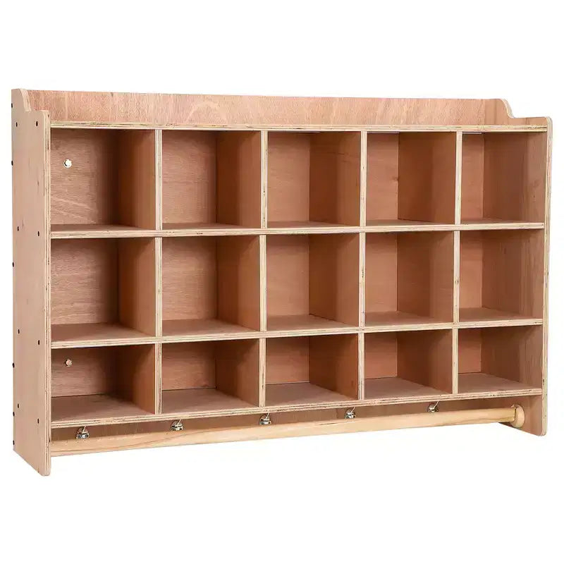 Wall Mount Cubby Storage Organizer,15 Cubbies with Shoe Shelf Hooks 47Inch Width Daycare Shelves for Toys, Classroom Furniture, Kids Room