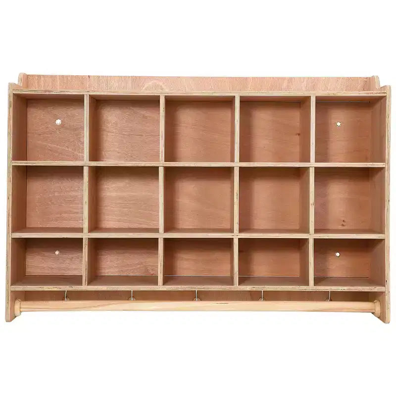 Wall Mount Cubby Storage Organizer,15 Cubbies with Shoe Shelf Hooks 47Inch Width Daycare Shelves for Toys, Classroom Furniture, Kids Room