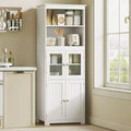 63 Small Buffet with Hutch, 4-Door Kitchen Pantry, Freestanding Storage Cabinet with Adjustable Shelf for Dining Room, Living Room