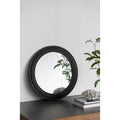 MAYEERTY 23.5 Circle Wall Mirror with Wooden Black Frame, Antique Classic Decor Mirror for Living Room, Foyer, Bathroom, Office
