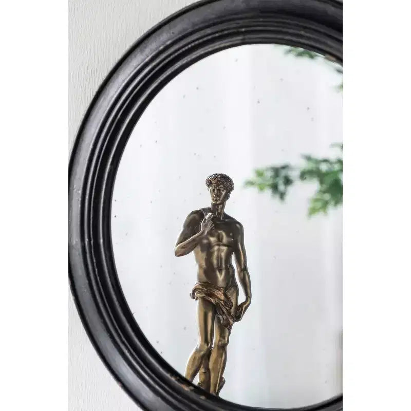 MAYEERTY 23.5 Circle Wall Mirror with Wooden Black Frame, Antique Classic Decor Mirror for Living Room, Foyer, Bathroom, Office