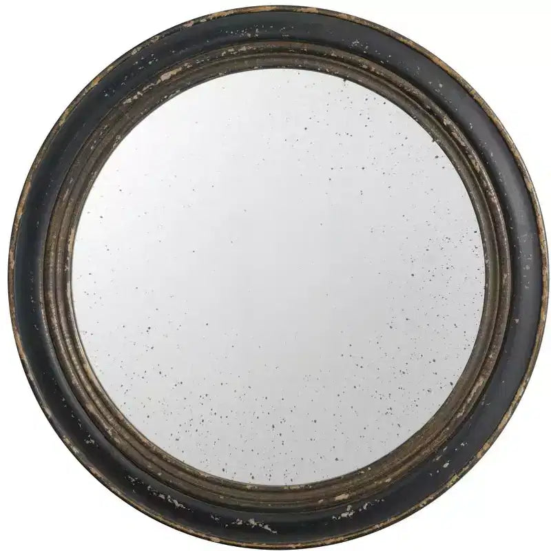 MAYEERTY 23.5 Circle Wall Mirror with Wooden Black Frame, Antique Classic Decor Mirror for Living Room, Foyer, Bathroom, Office