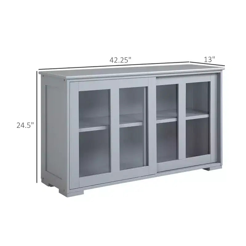 Sideboard Buffet Cabinet, Stackable Credenza Bar Cabinet with Sliding Glass Door and Adjustable Shelf