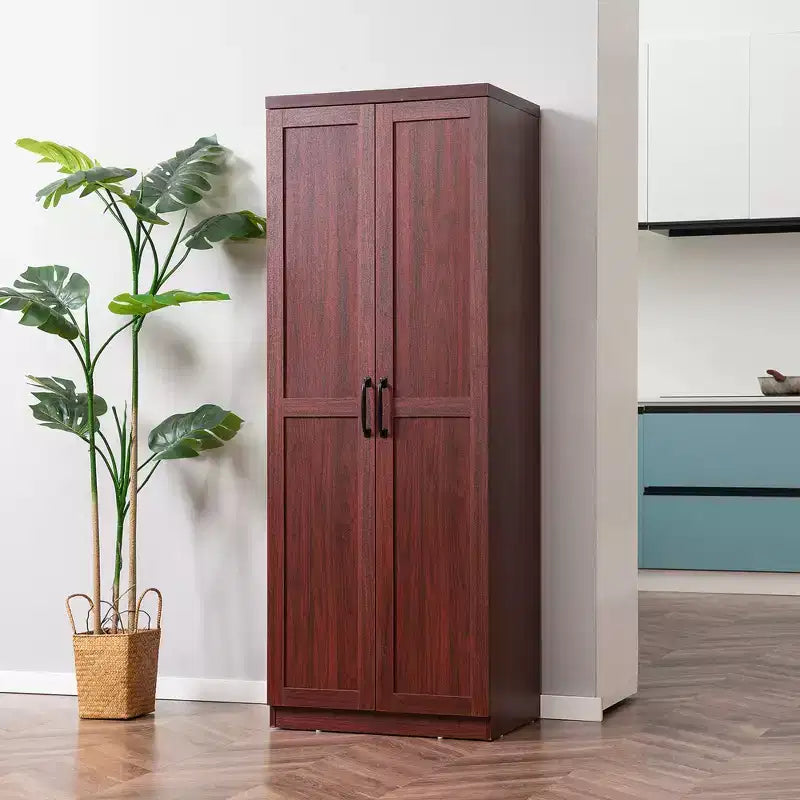 63 2-Door Kitchen Pantry, Freestanding Storage Cabinet with 5-tier Shelving and 2 Adjustable Shelves for Dining Room