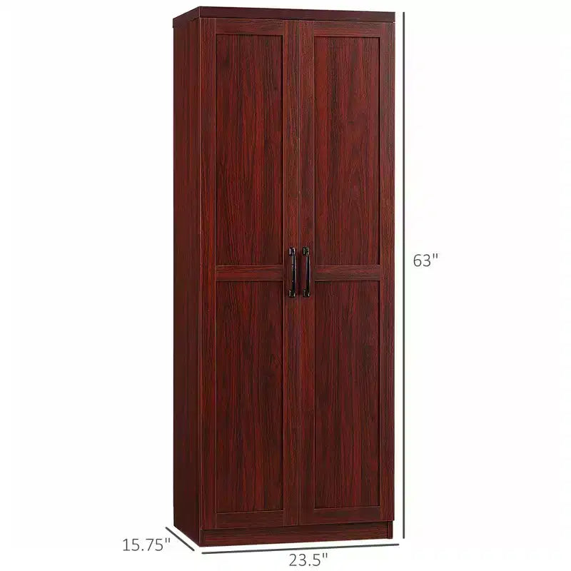 63 2-Door Kitchen Pantry, Freestanding Storage Cabinet with 5-tier Shelving and 2 Adjustable Shelves for Dining Room
