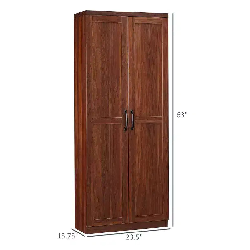 63 2-Door Kitchen Pantry, Freestanding Storage Cabinet with 5-tier Shelving and 2 Adjustable Shelves for Dining Room