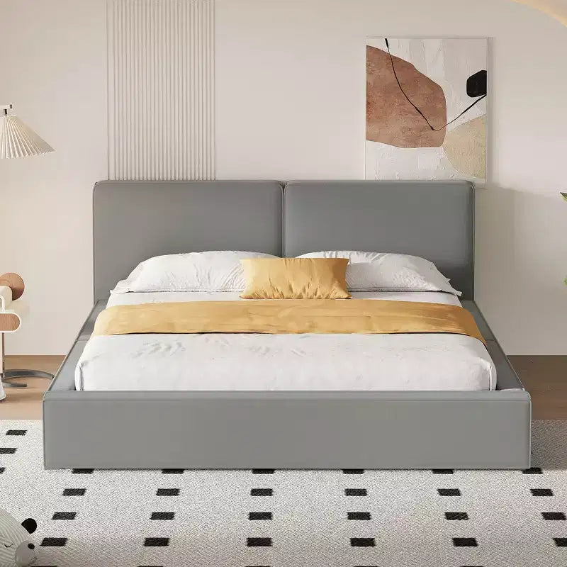 Whisen Queen Size Velvet Platform Bed with Upholstered Grounded Bed with Solid Frame, Easy Assembly