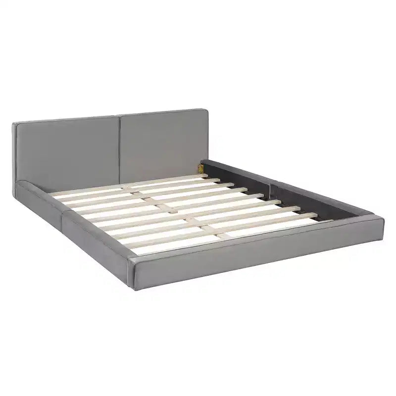Whisen Queen Size Velvet Platform Bed with Upholstered Grounded Bed with Solid Frame, Easy Assembly