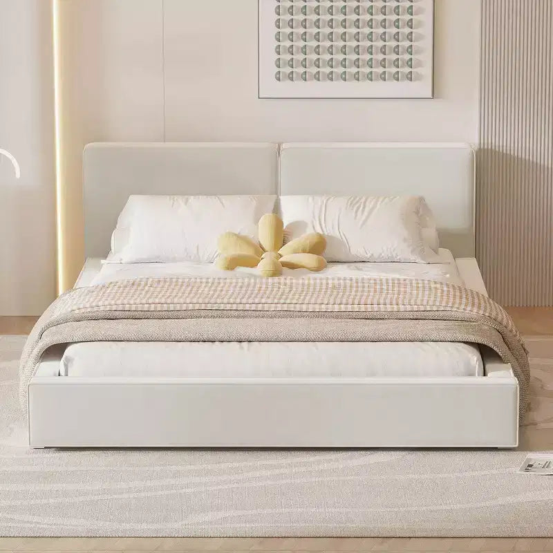 Whisen Queen Size Velvet Platform Bed with Upholstered Grounded Bed with Solid Frame, Easy Assembly