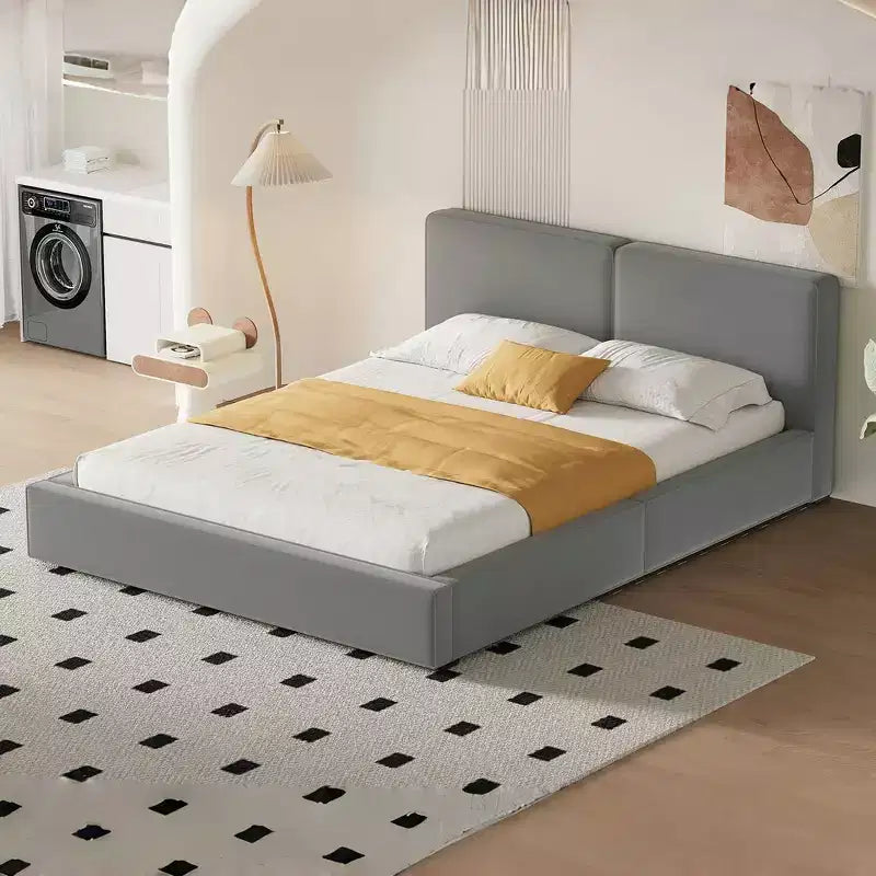 Whisen Queen Size Velvet Platform Bed with Upholstered Grounded Bed with Solid Frame, Easy Assembly