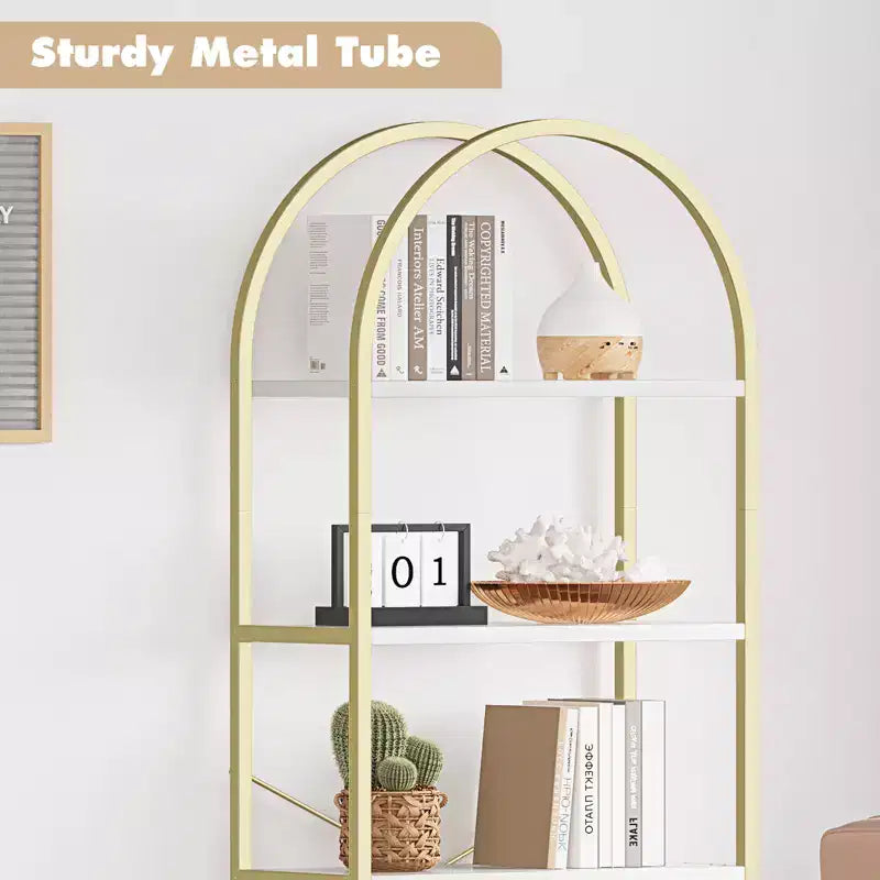 70.8 Tall 5 Tier Arched Bookcase, Tall Shelf for CDs/Books, Home Office Shelf Storage Organizer, Modern Book Shelf for Bedroom & Living