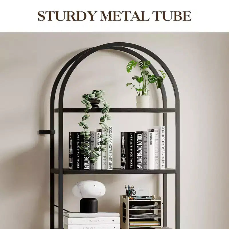 70.8 Tall 5 Tier Arched Bookcase, Tall Shelf for CDs/Books, Home Office Shelf Storage Organizer, Modern Book Shelf for Bedroom & Living