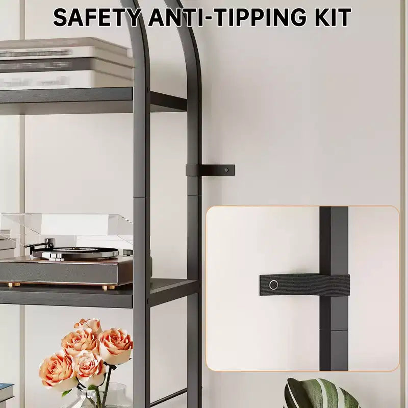 70.8 Tall 5 Tier Arched Bookcase, Tall Shelf for CDs/Books, Home Office Shelf Storage Organizer, Modern Book Shelf for Bedroom & Living