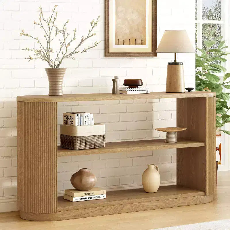 Okak Modern Narrow Console Table with Round Corner Design, Multi-Functional Entryway Table, Accent Table for Entryway, Living Room