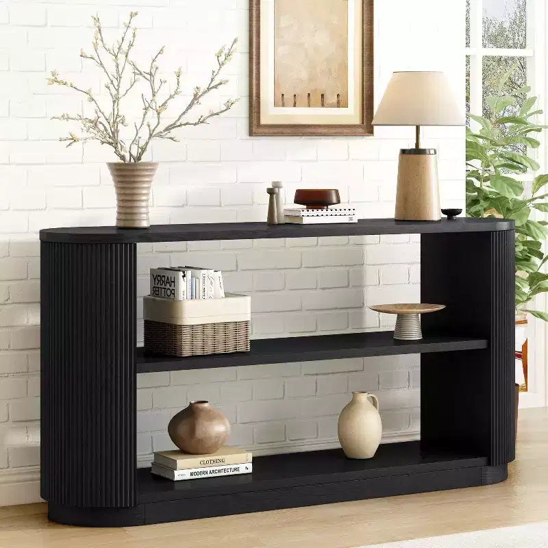 Okak Modern Narrow Console Table with Round Corner Design, Multi-Functional Entryway Table, Accent Table for Entryway, Living Room