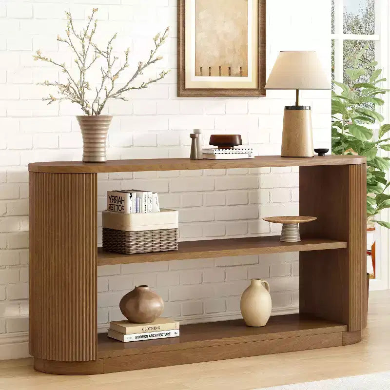 Okak Modern Narrow Console Table with Round Corner Design, Multi-Functional Entryway Table, Accent Table for Entryway, Living Room