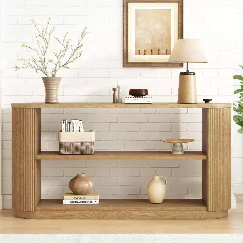 Okak Modern Narrow Console Table with Round Corner Design, Multi-Functional Entryway Table, Accent Table for Entryway, Living Room