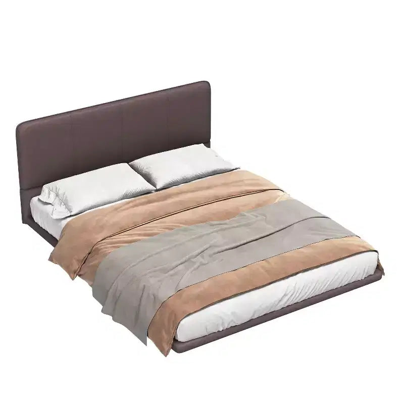 Okak Queen/Full Bedroom Floating Bed Frame with PU Leather Headboard & LED Light,Modern Platform Bed No Box Spring Needed