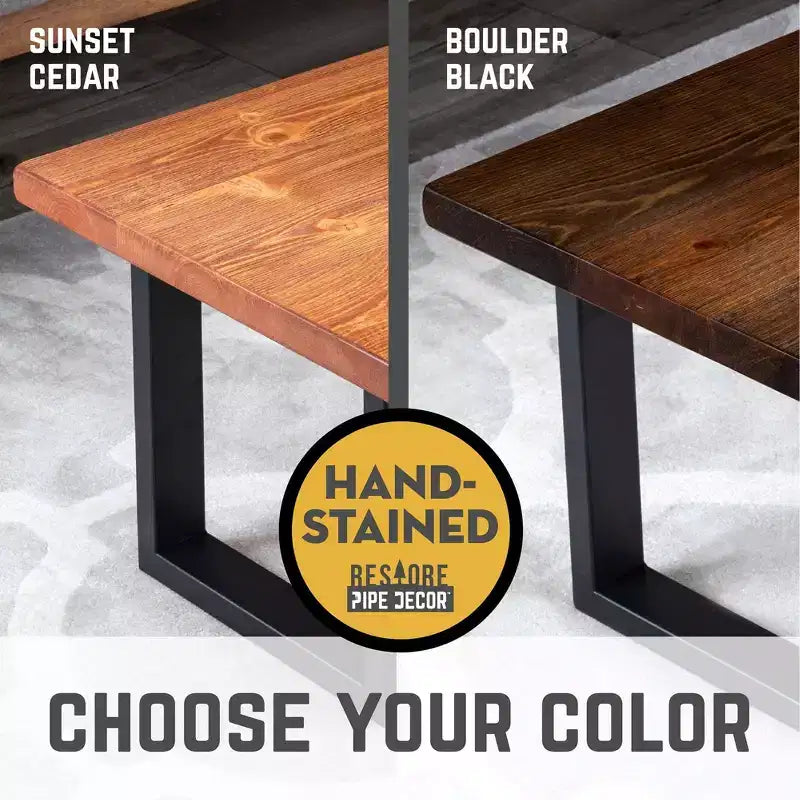 Pipe Decor Skyline Sunset Cedar Solid Wood Coffee Table with 12 in. Landscape Legs