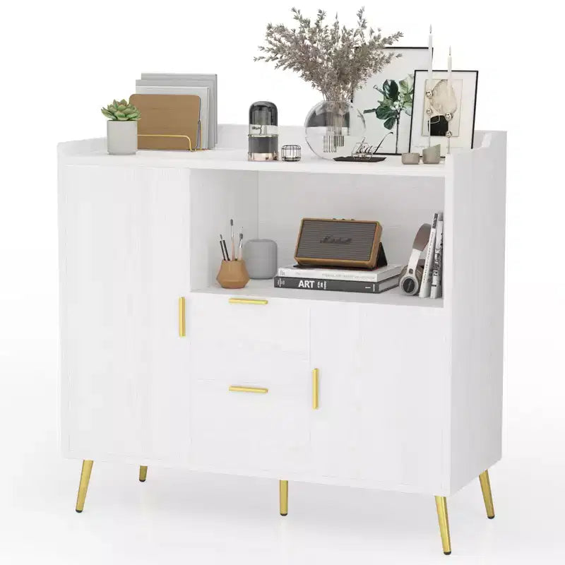 Large Kitchen Storage CabinetWooden Farmhouse Buffet Sideboard with 2 Drawers and 2 Doors,