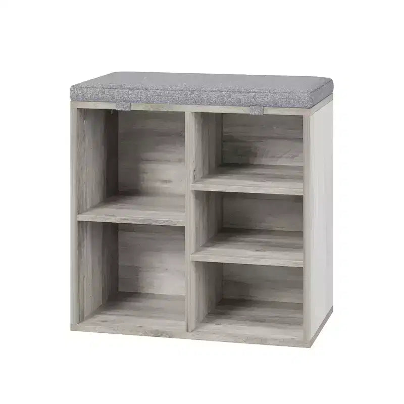 Shoe Bench with Storage, Entryway Bench with Cushioned Seat & Adjustable Shelves for Hallway and Mudroom