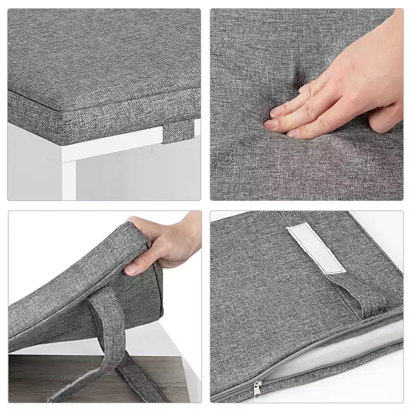 Shoe Bench with Storage, Entryway Bench with Cushioned Seat & Adjustable Shelves for Hallway and Mudroom