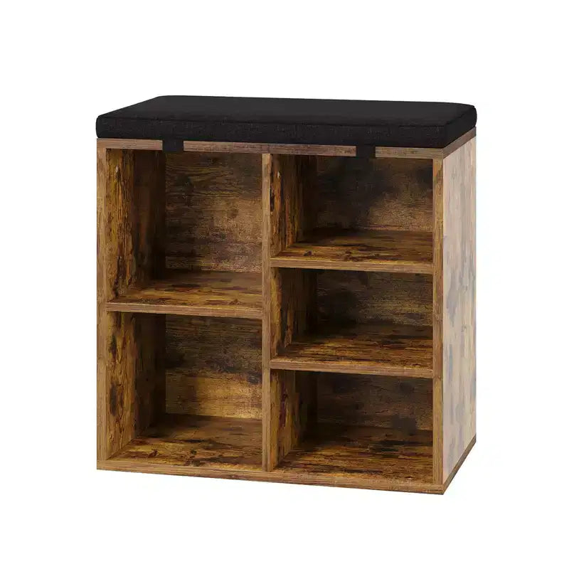 Shoe Bench with Storage, Entryway Bench with Cushioned Seat & Adjustable Shelves for Hallway and Mudroom