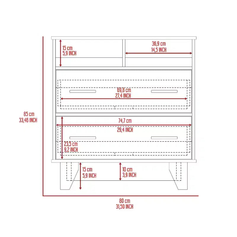 2-Drawer 2-Shelf Dresser Wenge