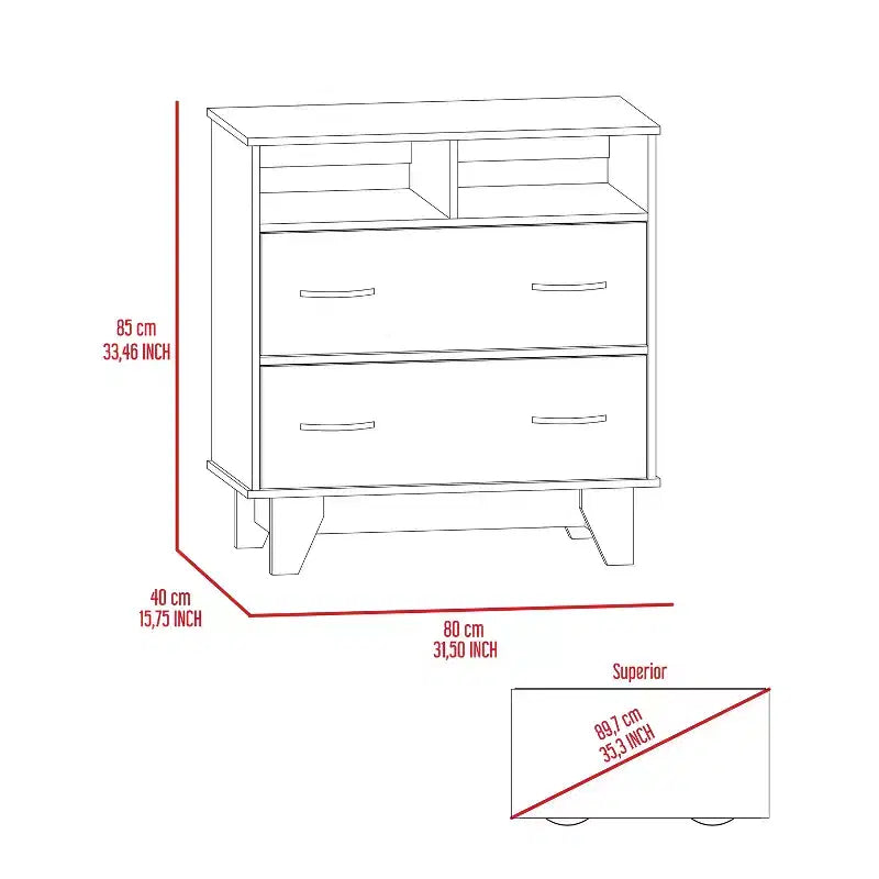 2-Drawer 2-Shelf Dresser Wenge