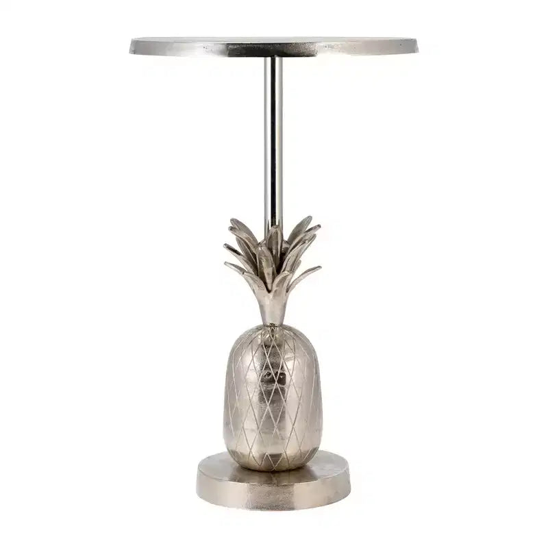 Unique End Table, Side Table, or Small Night Stand for Room Decor - Metal Bedside Table with Pineapple Base for Bedroom or Living Room