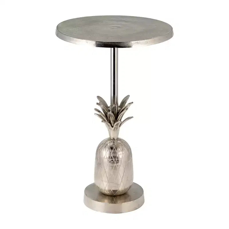 Unique End Table, Side Table, or Small Night Stand for Room Decor - Metal Bedside Table with Pineapple Base for Bedroom or Living Room