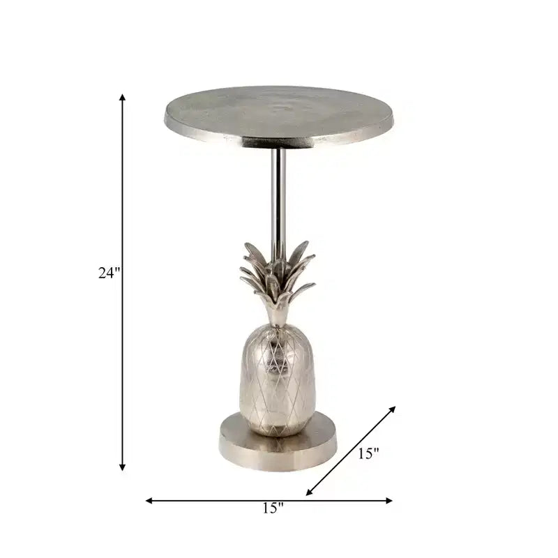 Unique End Table, Side Table, or Small Night Stand for Room Decor - Metal Bedside Table with Pineapple Base for Bedroom or Living Room