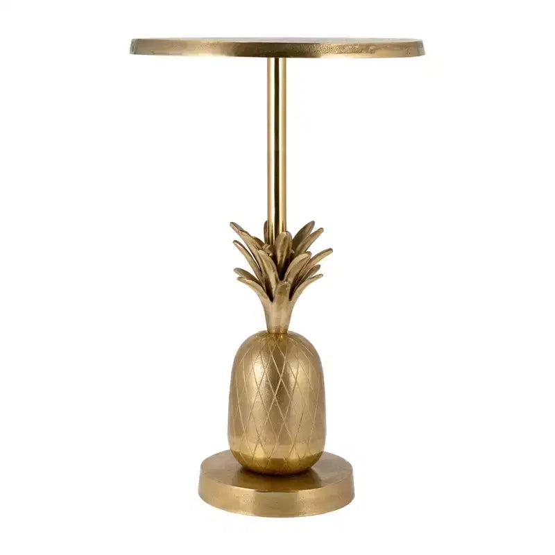 Unique End Table, Side Table, or Small Night Stand for Room Decor - Metal Bedside Table with Pineapple Base for Bedroom or Living Room