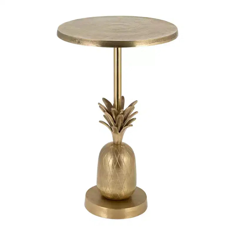 Unique End Table, Side Table, or Small Night Stand for Room Decor - Metal Bedside Table with Pineapple Base for Bedroom or Living Room