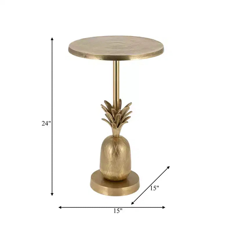 Unique End Table, Side Table, or Small Night Stand for Room Decor - Metal Bedside Table with Pineapple Base for Bedroom or Living Room