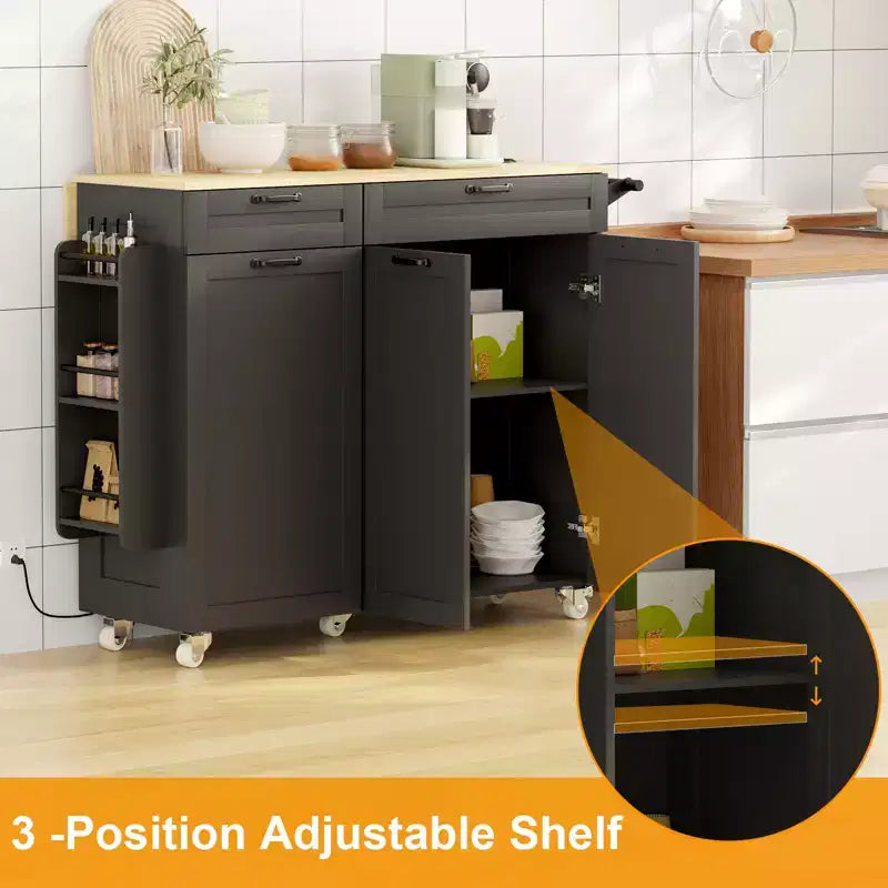 COZONY Rolling Kitchen Island Cart with Drop Leaf, Portable Kitchen Cart with Drawers and Storage Shelves, Mobile Workstation with Locking Wheels