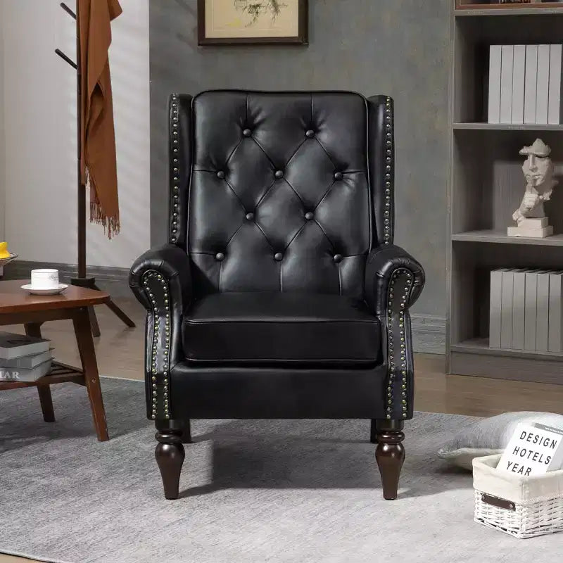 CLIHOME Wood Frame Armchair, Modern Accent Chair Lounge Chair with Sturdy Wood Legs