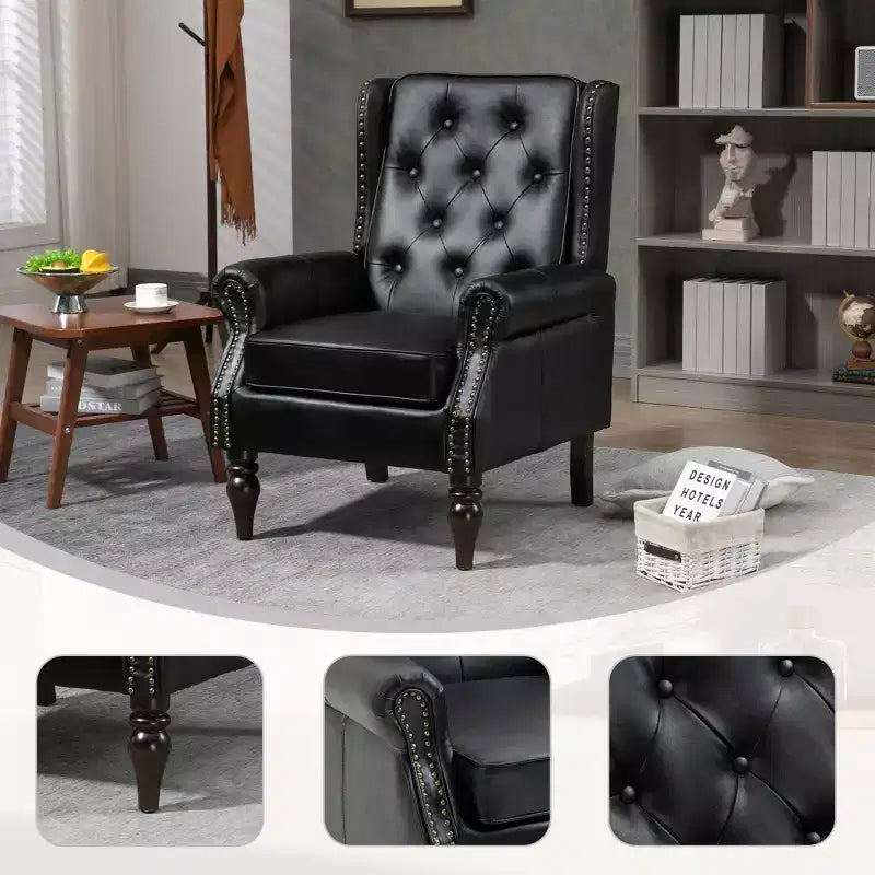 CLIHOME Wood Frame Armchair, Modern Accent Chair Lounge Chair with Sturdy Wood Legs