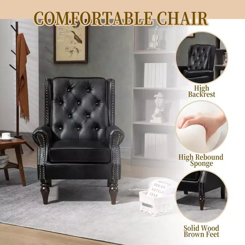 CLIHOME Wood Frame Armchair, Modern Accent Chair Lounge Chair with Sturdy Wood Legs